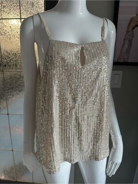 Vine & Love Silver Sequin Camisole Top NWT